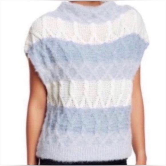 Melrose and Market Sweaters - Melrose & Market Mock Turtleneck Layering Striped Sweater Lagenlook Small Gray